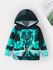 Boys Wolf Hooded Sweatshirt for Spring Autumn Winter