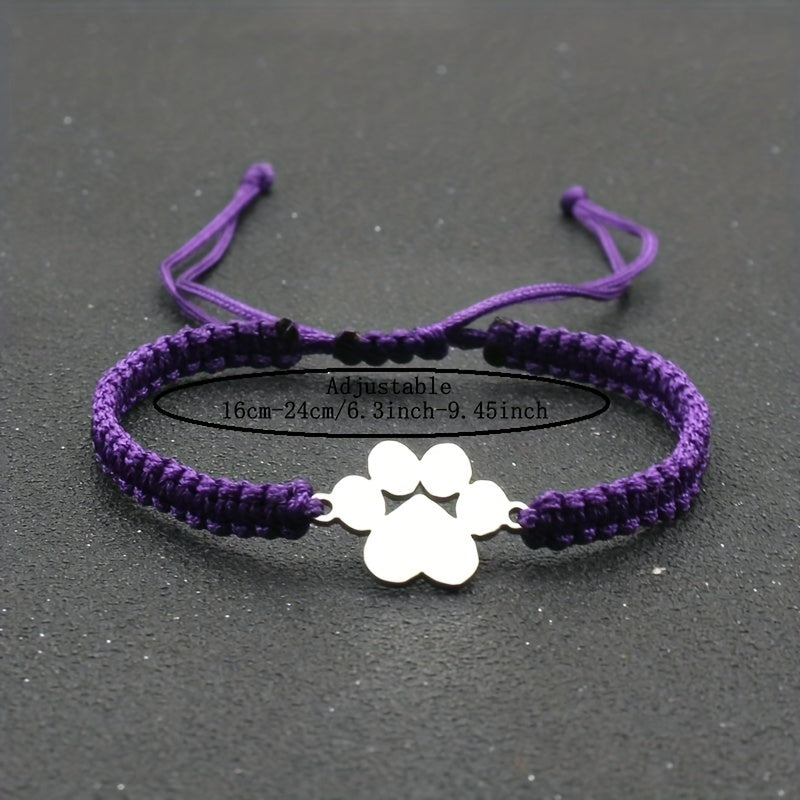 Adjustable Stainless Steel Dog Paw Bracelet for Men