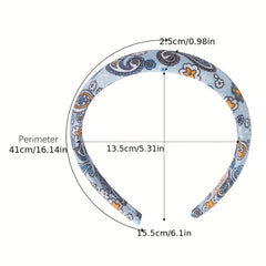 Boho Denim Headband Paisley Printed Hair Band Vintage Headdress