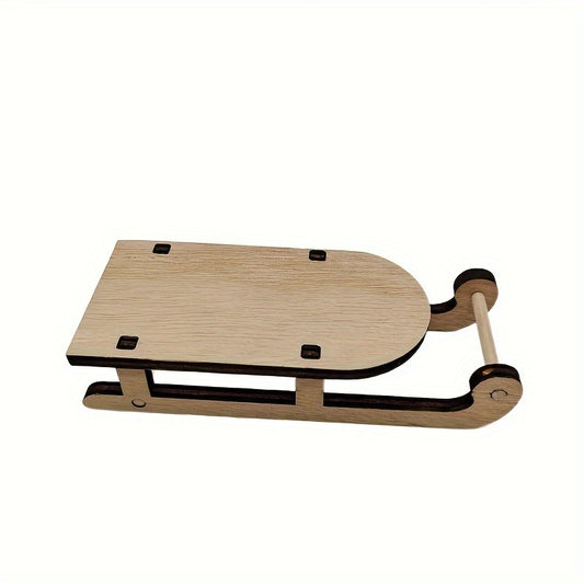 DIY Christmas Wooden Mini Sled Car Desktop Decoration