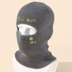 Autumn Winter Character Letter Embroidery Hole Knit Hat