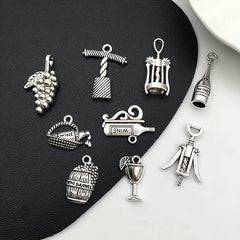 21pcs Wine Bottle Opener Shape Pendants for DIY Jewelry Making