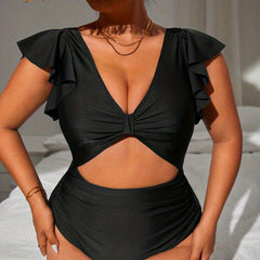  Ruched Cut Out One Piece Swimsuit