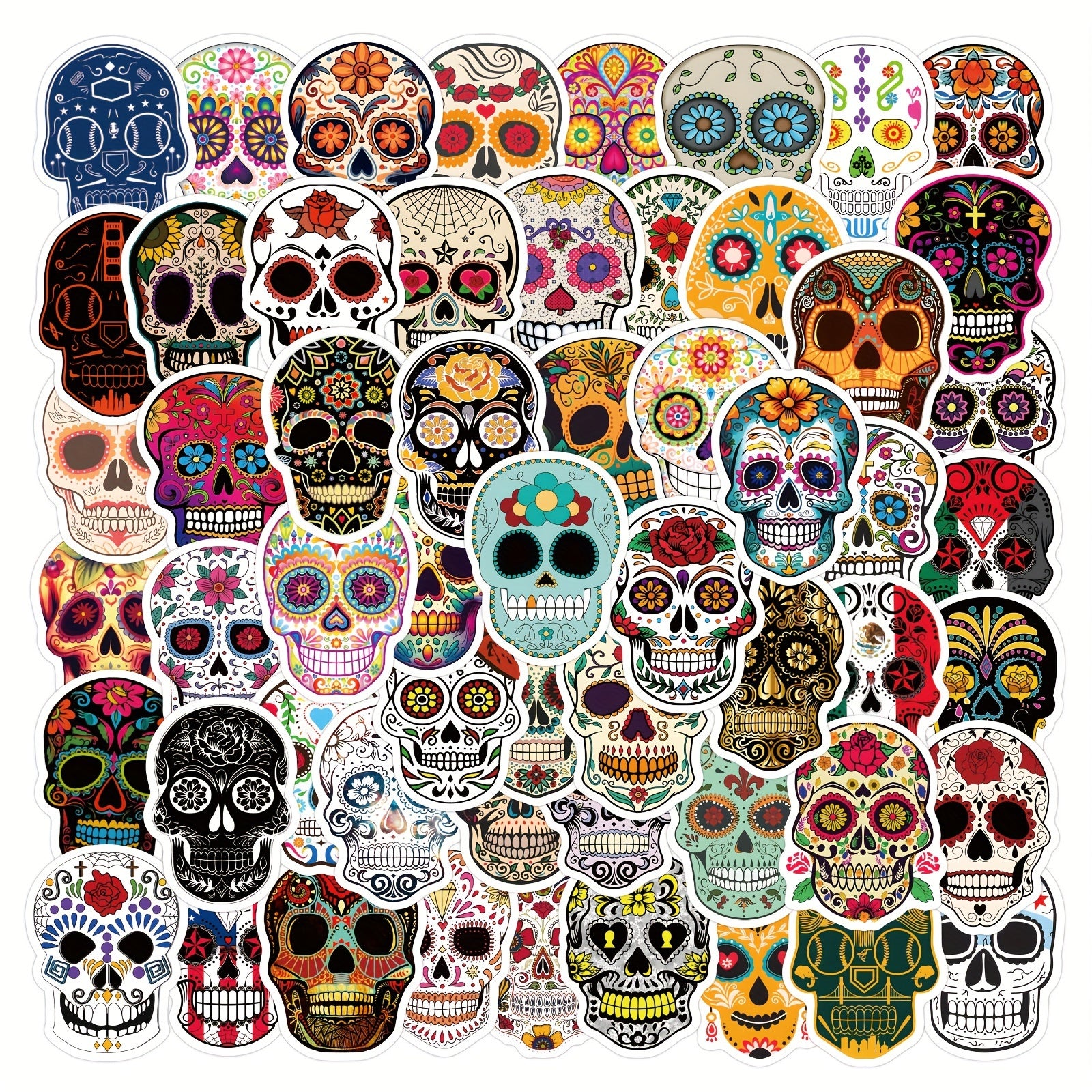 60pcs Flower Skull Stickers Pack