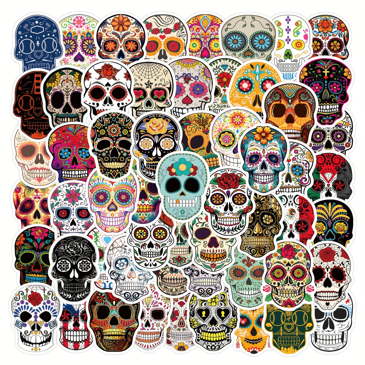 60pcs Flower Skull Stickers Pack