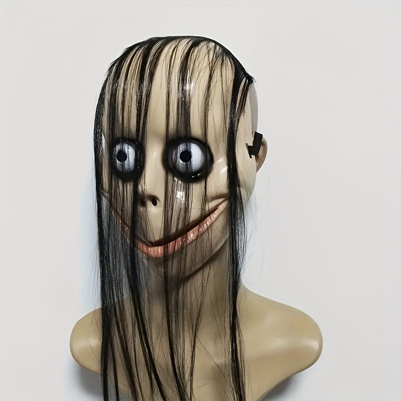 Halloween Scary Mask With Long Hair Clown Costume