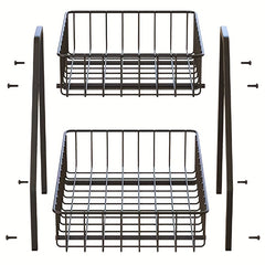 2 Tier Countertop Fruit Basket Bowl Metal Wire Storage Basket
