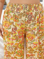 Floral Print High Rise Wide Leg Trousers