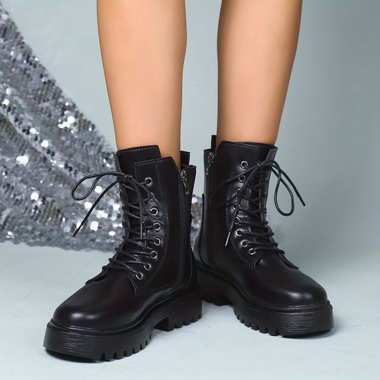 Women's Platform Ankle Boots Lace Up Combat Boots