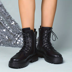 Women's Platform Ankle Boots Lace Up Combat Boots