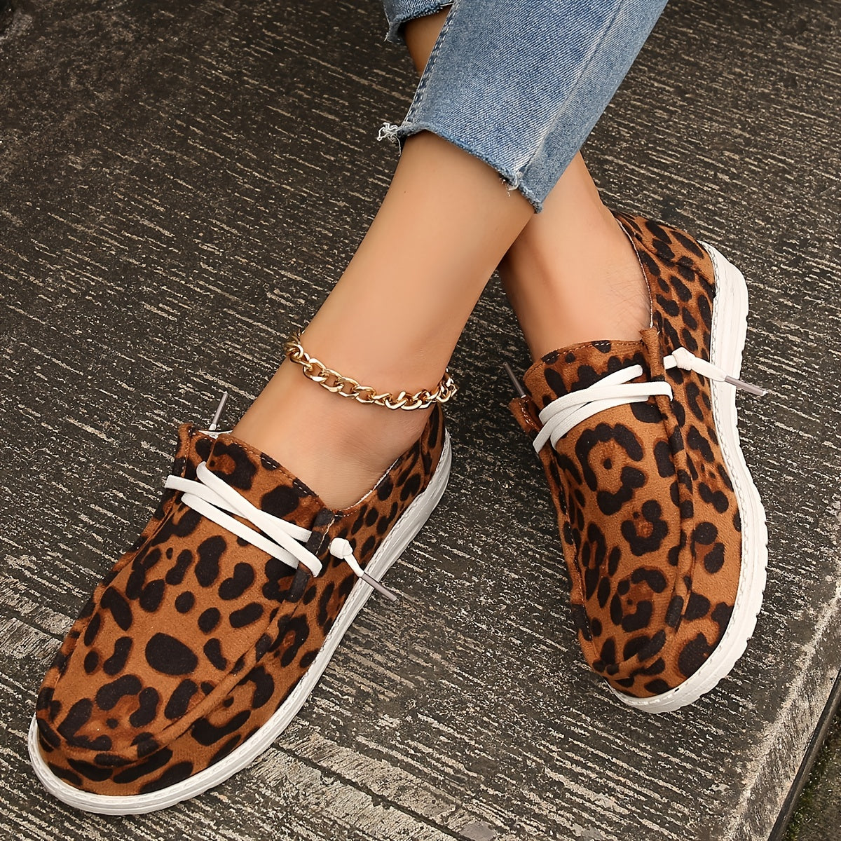 Leopard Print Flat Loafers Casual Stylish Shoes Women's Footwear