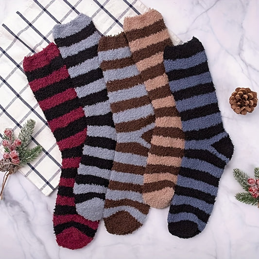 5 Pairs Men's Fluffy Winter Thermal Cozy Sleep Socks