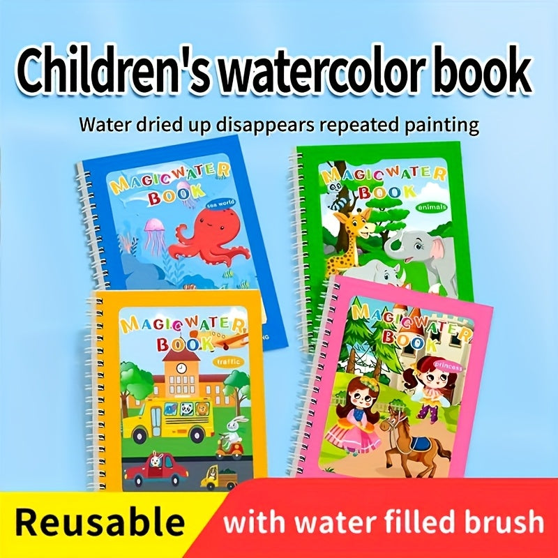 Reusable Watercolor Activity Book with Waterproof Pages