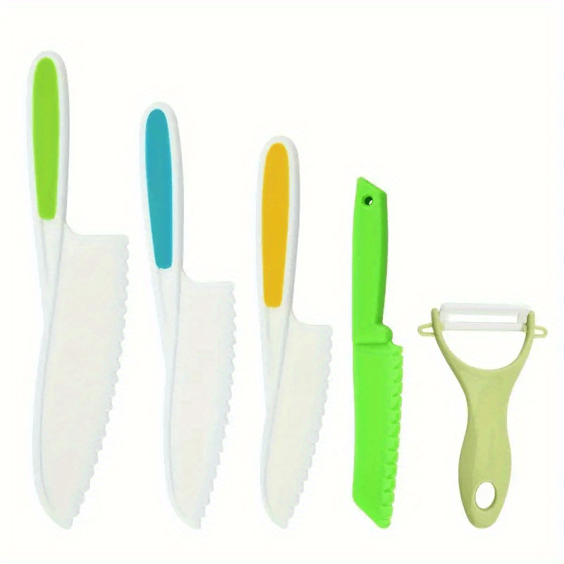 5pcs Colorful Kids Safe Cooking Set with Peeler Spatula Scrubb