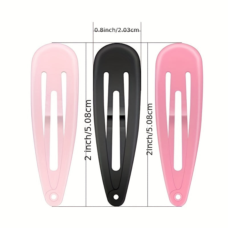 100pcs Colorful Snap Clip Metal Hair Clip for Women Girls