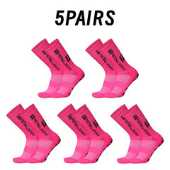 5 pairs Unisex Letter Pattern Mid calf Football Socks