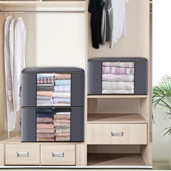 4pcs Non Woven Fabric Clothes Storage Box Large Capacity Basket