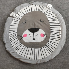 3D Animal Round Crawling Mat Baby Play Mat with Cotton Liner & Zipper