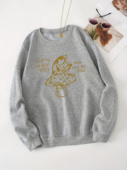 Frog & Mushroom Print Long Sleeve Crew Neck Sweatshirt