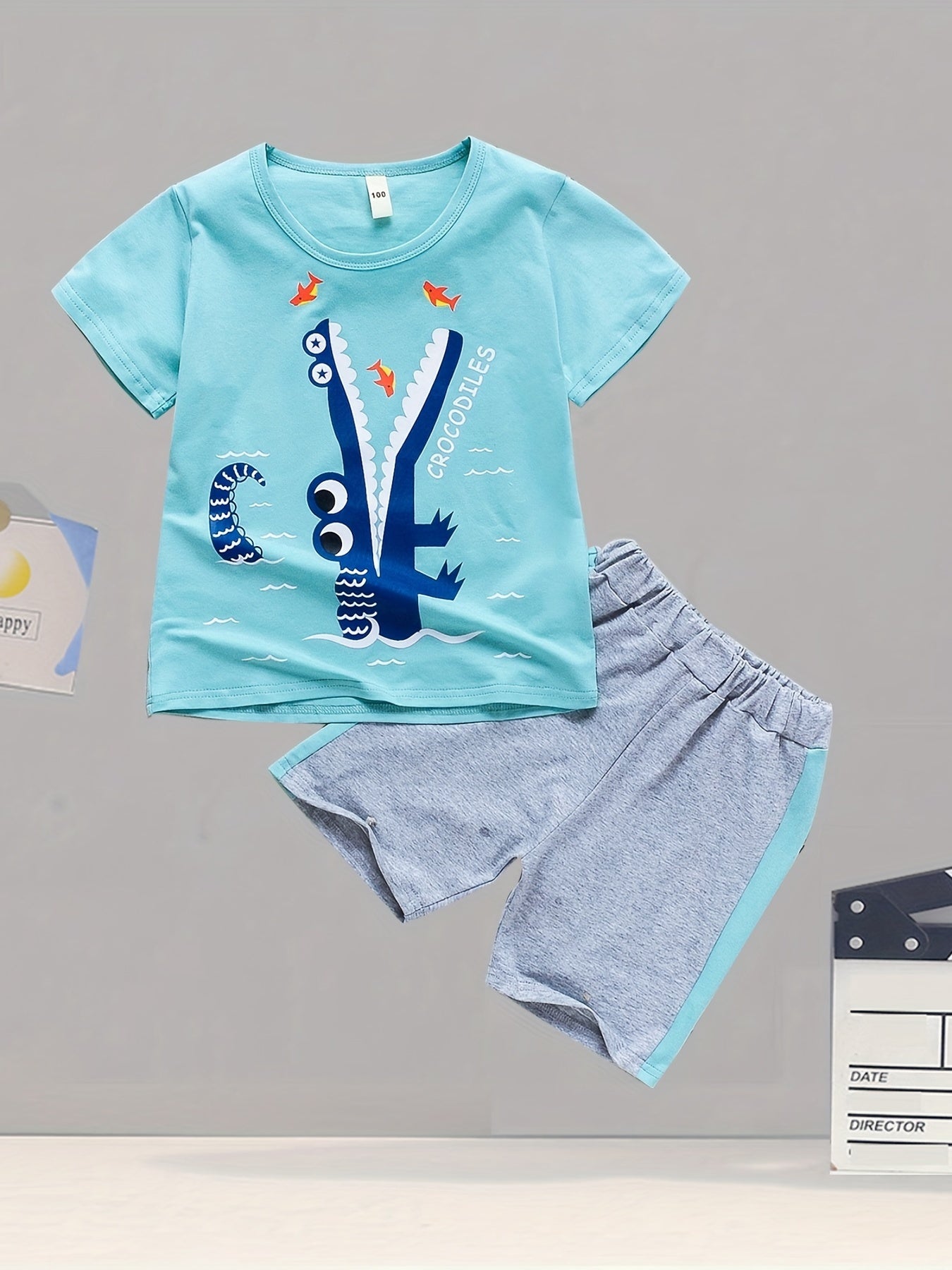 Boys Crocodile Eating Fish T-shirt & Shorts Set
