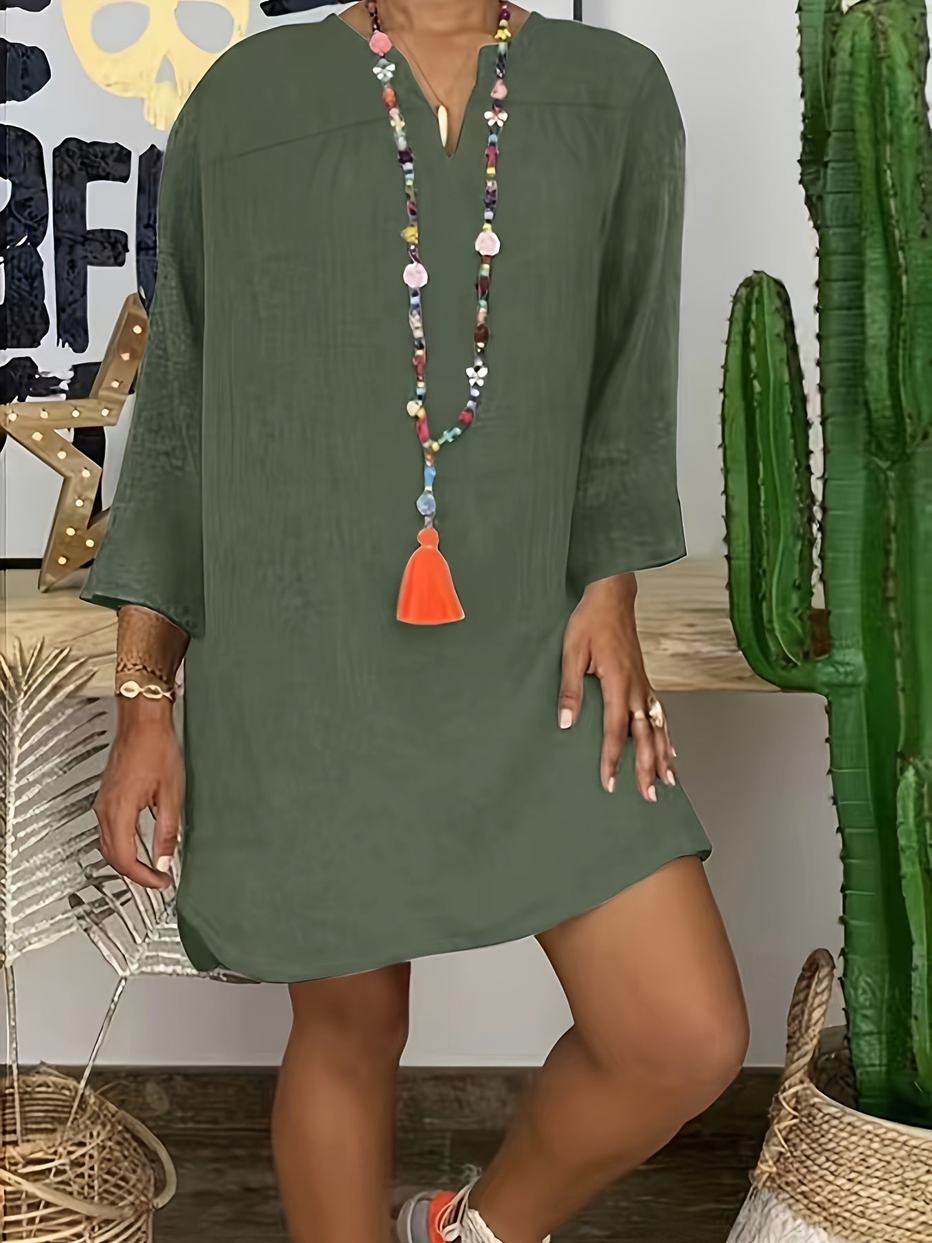  Solid Long Sleeve Ruched Dress