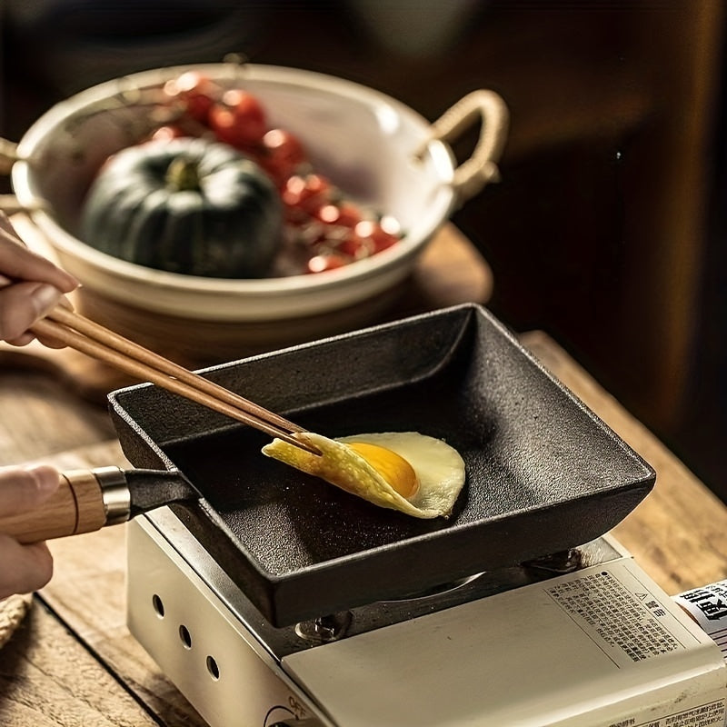 Japanese Style Cast Iron Omelette Pan 18x15 - Rectangular Small Frying Pan