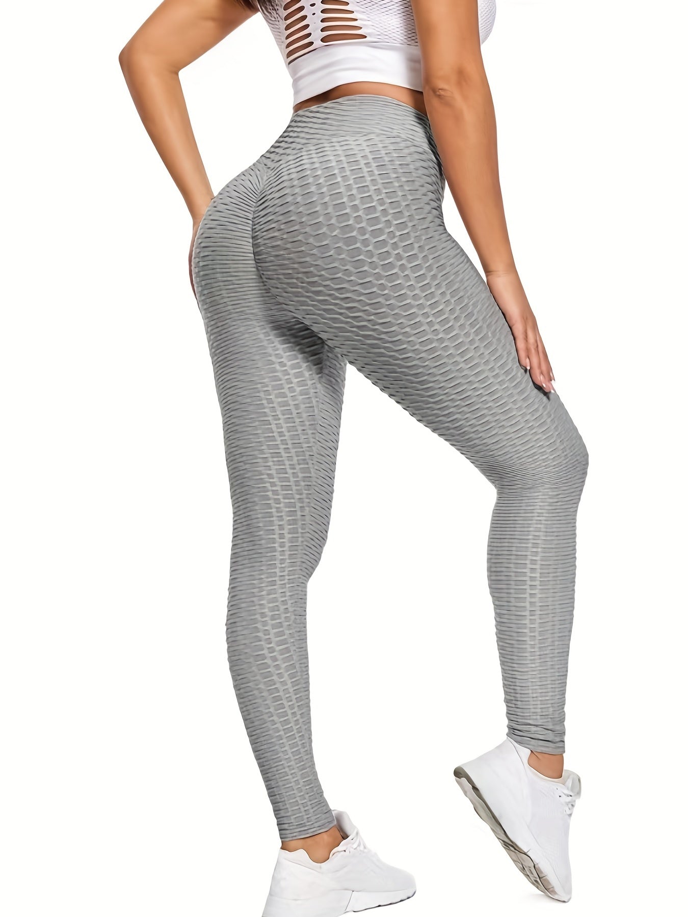 High Waist Honeycomb Peach Butt Leggings for Women
