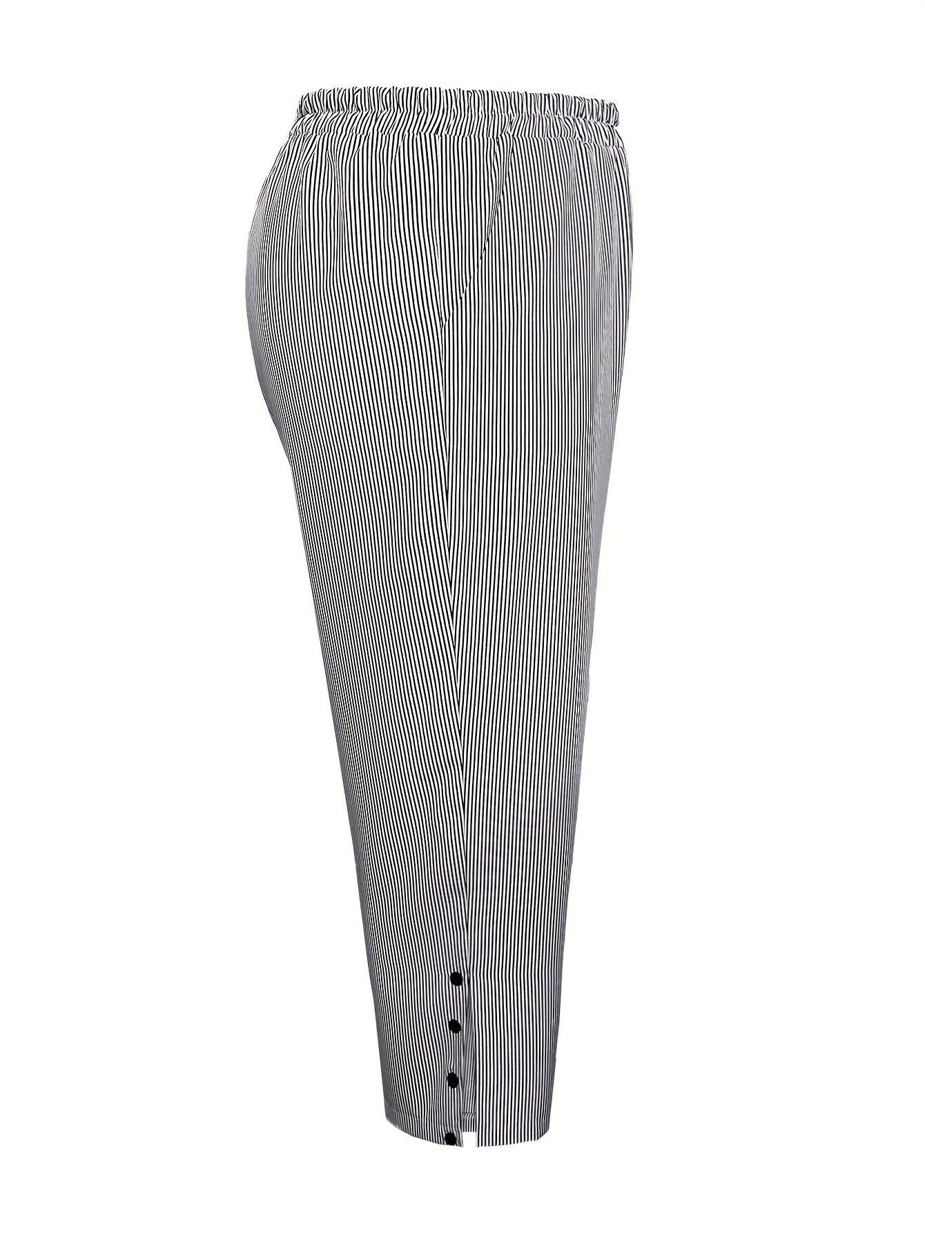  Stripe Print Crop Trousers with Pockets