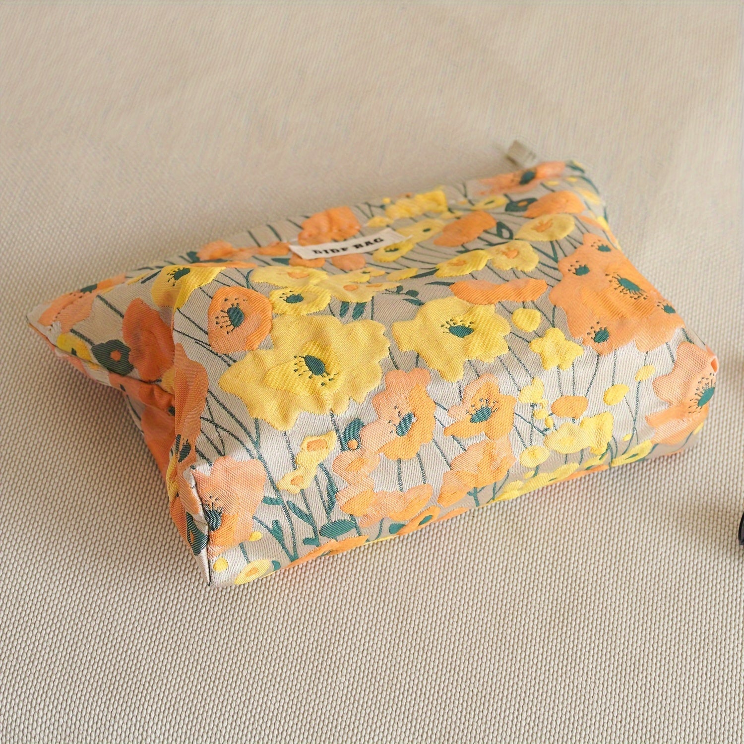 Orange Pumpkin Flower Toiletry Bag Women's Portable Cosmetic Clutch