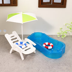 Mini Pool Float Umbrella Beach Chair Set for Dollhouse