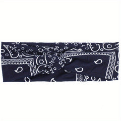 Floral Pattern Headband Elastic Boho Hair Band Cross Knotted Hair Accessories