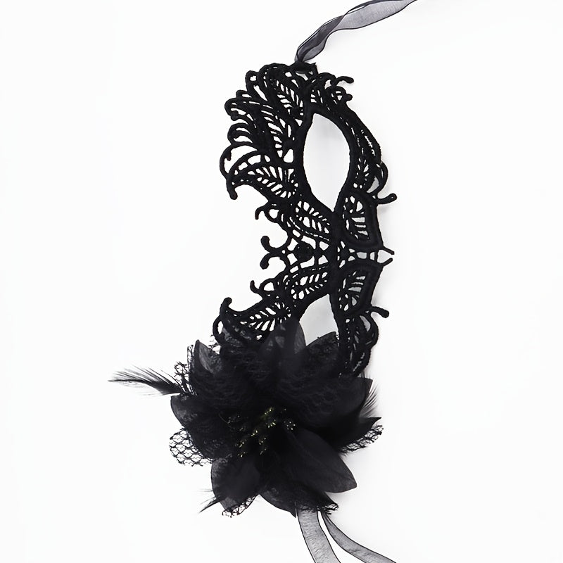 Double Yarn Lace Fire Head Side Flower Mask