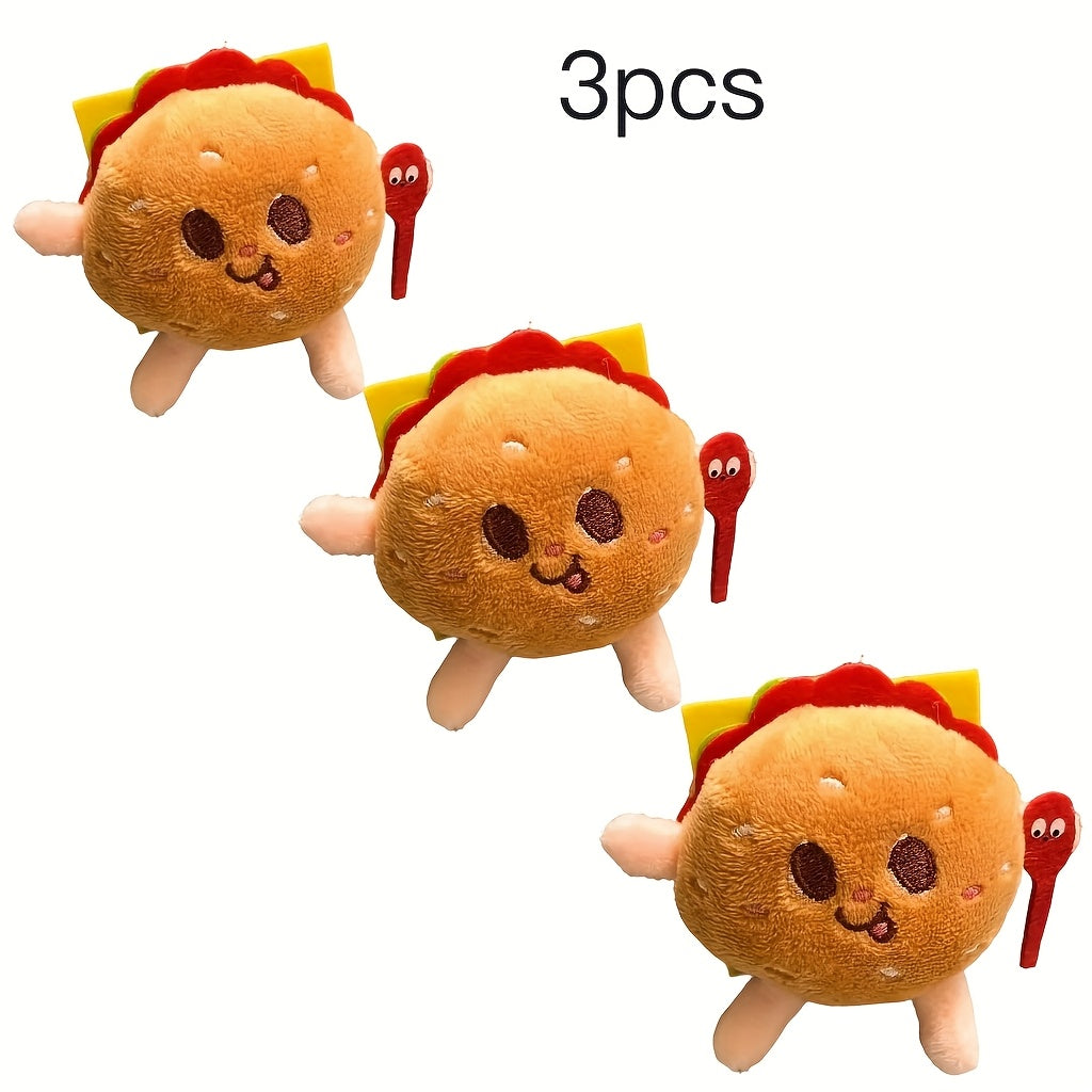 Cute Hamburger Keychain Brown Stuffed Animal Heart Stars Backpacks Couples Organ