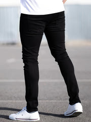 Men's Solid Cotton Denim Pencil Pants