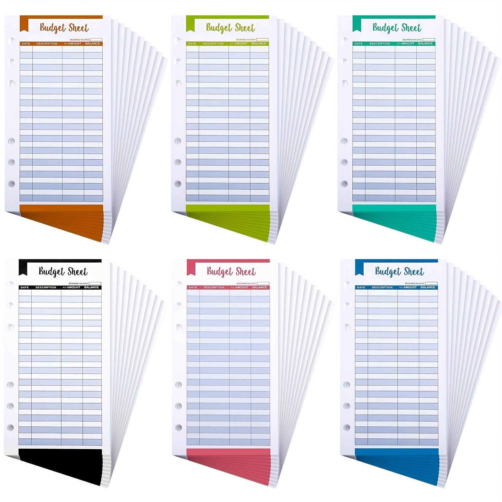60pcs Budget Sheets 6 Rings Binder Expense Tracker Cash Envelope Planner