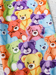Girls Casual Bear Graphics Trousers, Loose Fit Pants