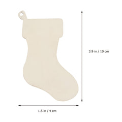 10pcs Wooden Christmas Stockings DIY Ornaments with Rope