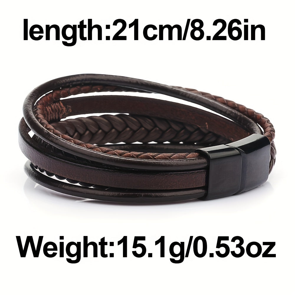 Leather Rope Handwoven Bracelet Men's Vintage Style Accessory