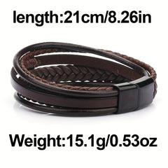 Leather Rope Handwoven Bracelet Men's Vintage Style Accessory