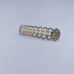 Geometric Hair Clip French Barrette Faux Pearl Rhinestone Hairpin