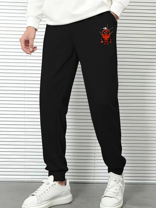 Men's Cartoon Print Elastic Waist Sports Pants