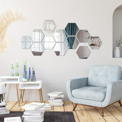 12pcs Hexagon Acrylic Mirror Wall Stickers DIY Removable Setting Wall Decal