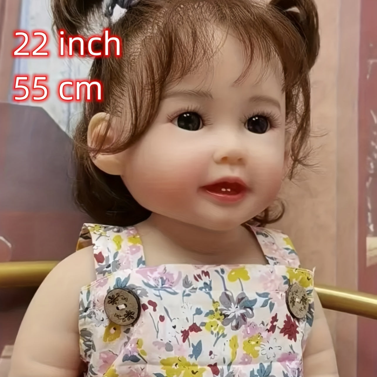 22" Soft Touch Full Vinyl Reborn Baby Smiling Girl Doll