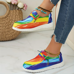 Women's Multicolor Canvas Shoes Casual Lace Up Low Top Lightweight Outdoor Shoes