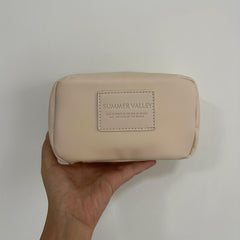 PU Leather Makeup Bag Small Travel Cosmetic Bag Open Flat