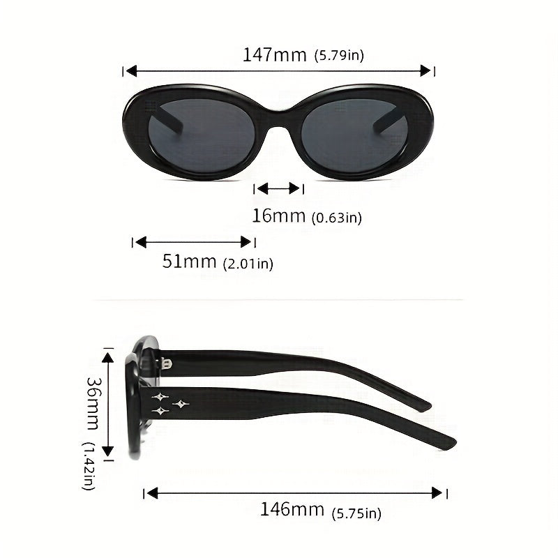 Oval Thick Frame Sunglasses Stars Decor Glasses