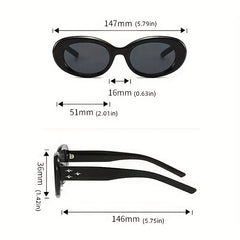 Oval Thick Frame Sunglasses Stars Decor Glasses