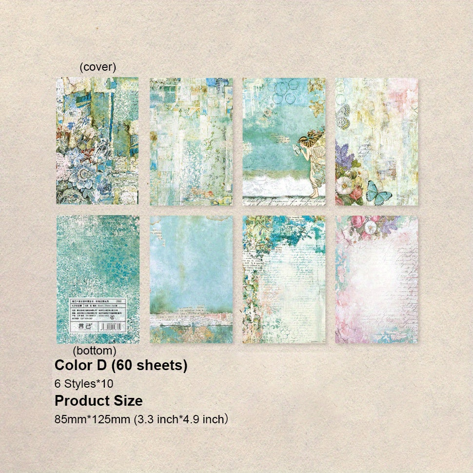 Vintage Flower & Butterfly Scrapbooking Paper, 60 Sheets