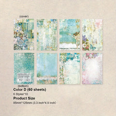 Vintage Flower & Butterfly Scrapbooking Paper, 60 Sheets
