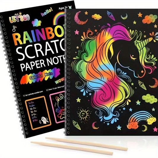 Rainbow Scratch Off Notebooks Arts & Crafts Kit for Kids
